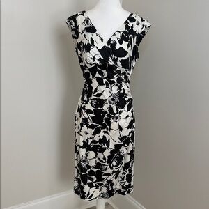 LAUREN Floral Black and White Dress size 6